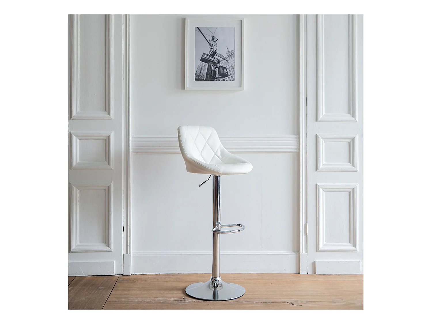 Tabouret de bar blanc JASPER - HAPPY GARDEN