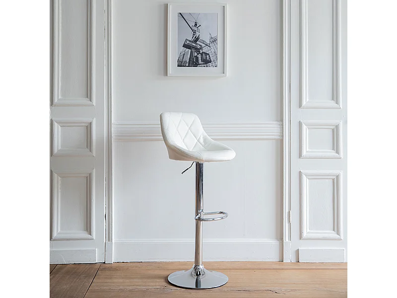 Tabouret de bar blanc JASPER - HAPPY GARDEN