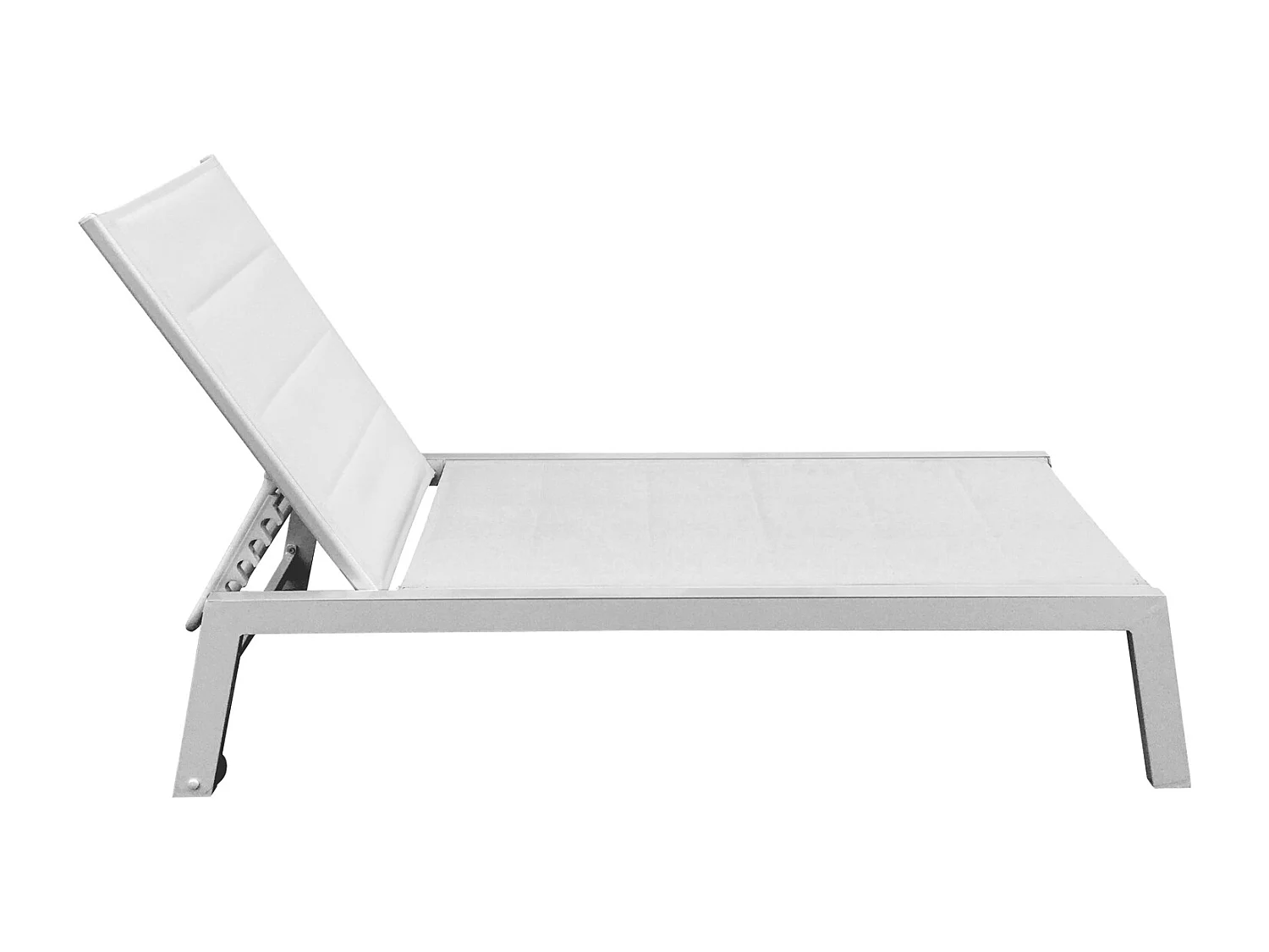 Bain de soleil BARBADOS en textilène blanc - aluminium blanc - HAPPY GARDEN