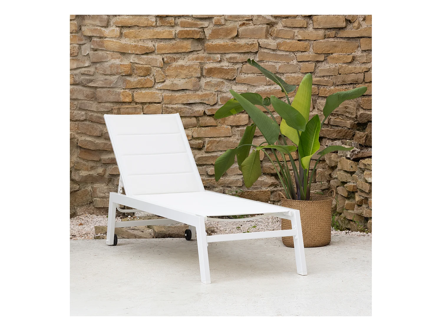 BARBADOS ligstoel in wit textilene - wit aluminium