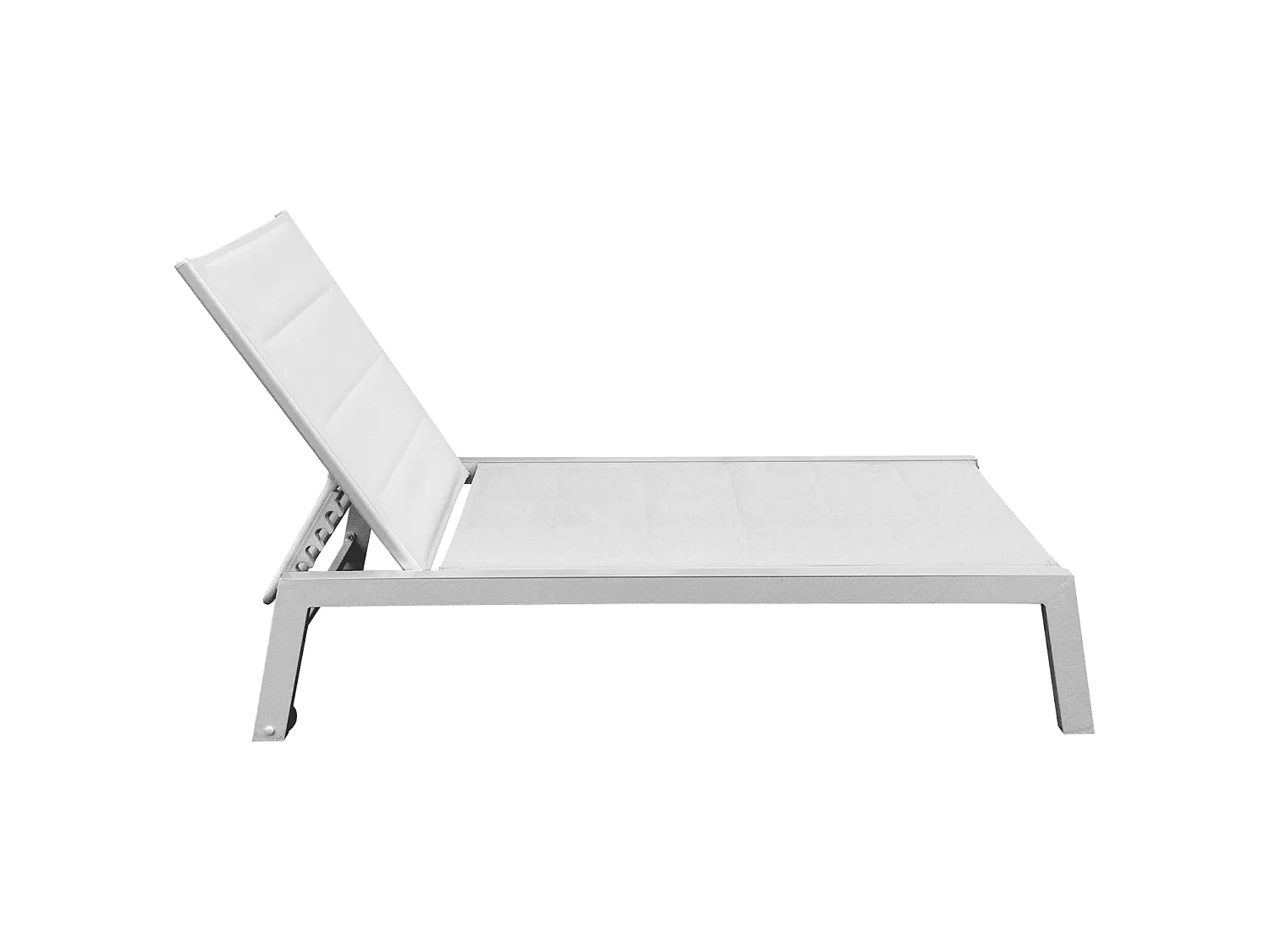 Bain de soleil BARBADOS en textilène blanc - aluminium blanc - HAPPY GARDEN