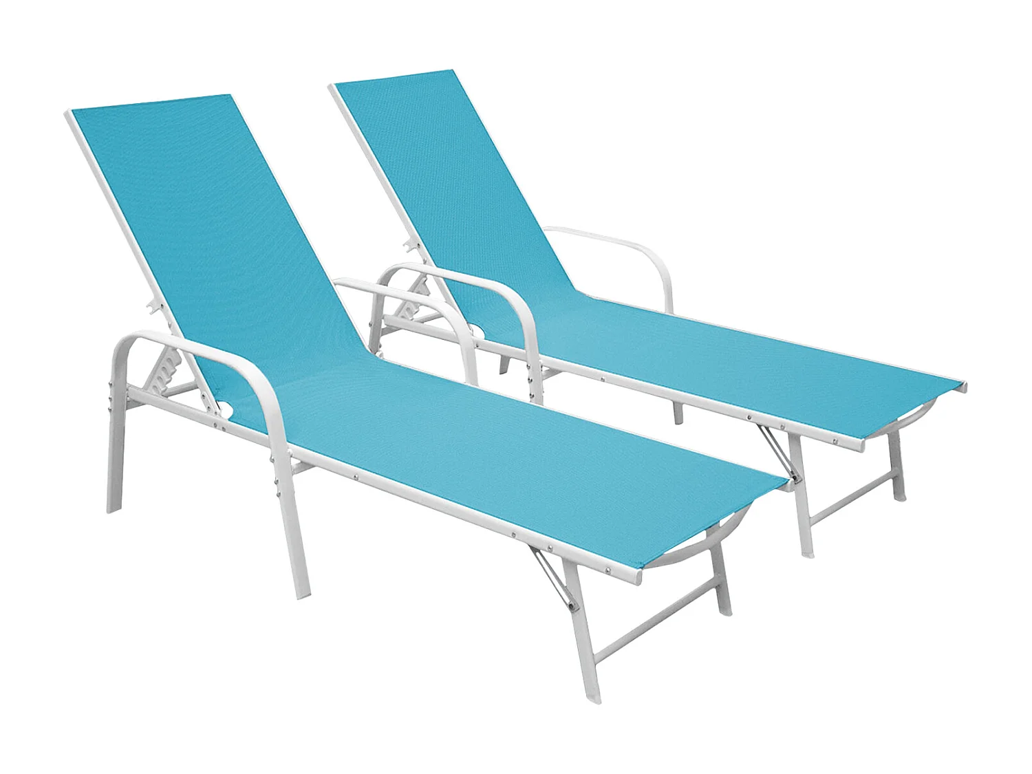 Conjunto de 2 espreguiçadeiras SARDINIA azul textilene - estrutura branca