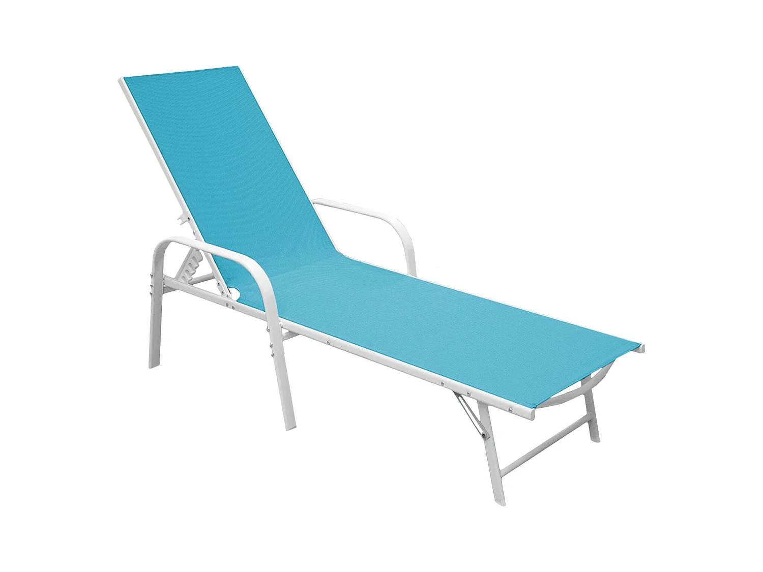 Lot de 2 bains de soleil SARDINIA en textilène bleu - structure blanche - HAPPY GARDEN