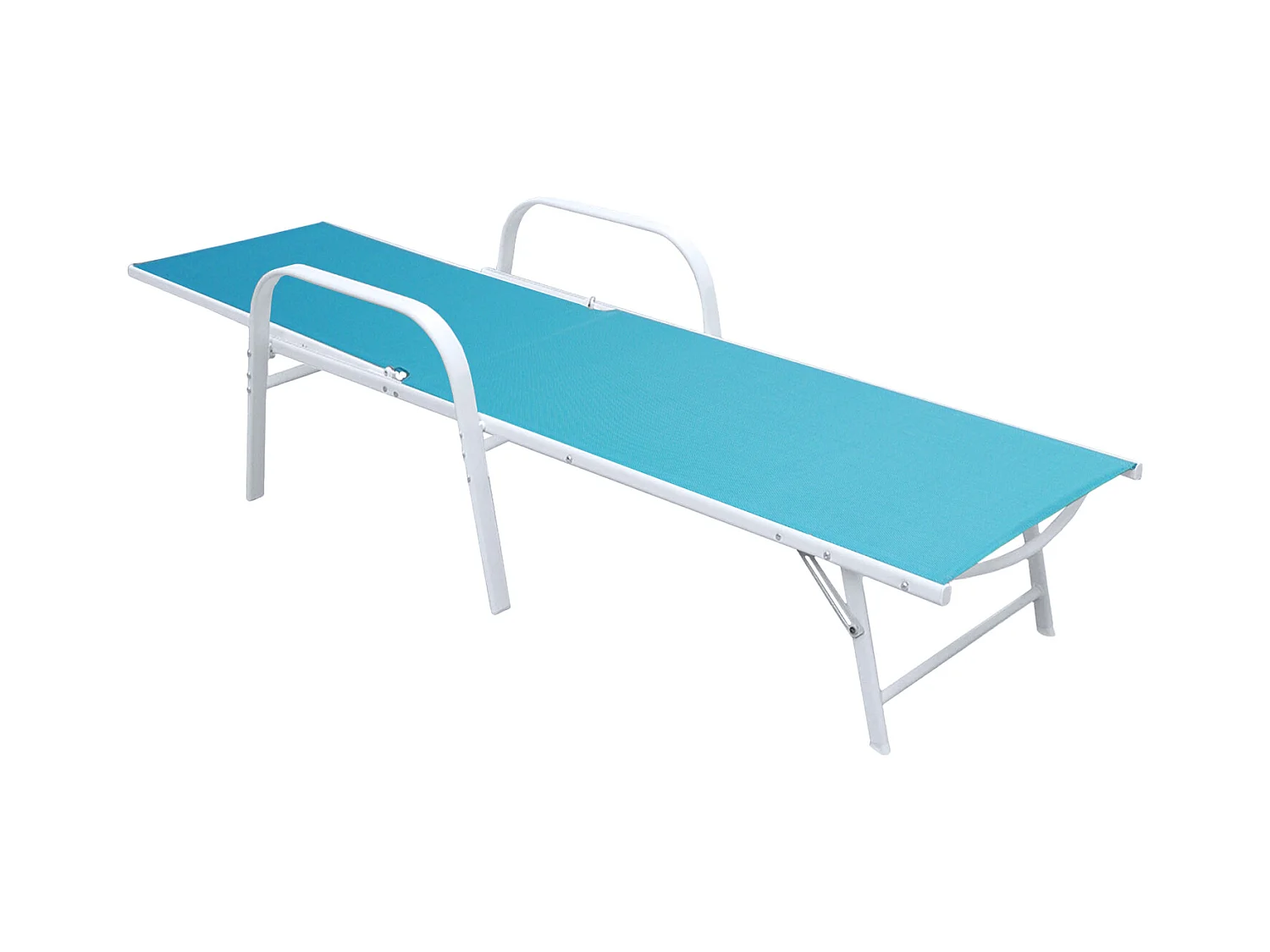 Lot de 2 bains de soleil SARDINIA en textilène bleu - structure blanche - HAPPY GARDEN