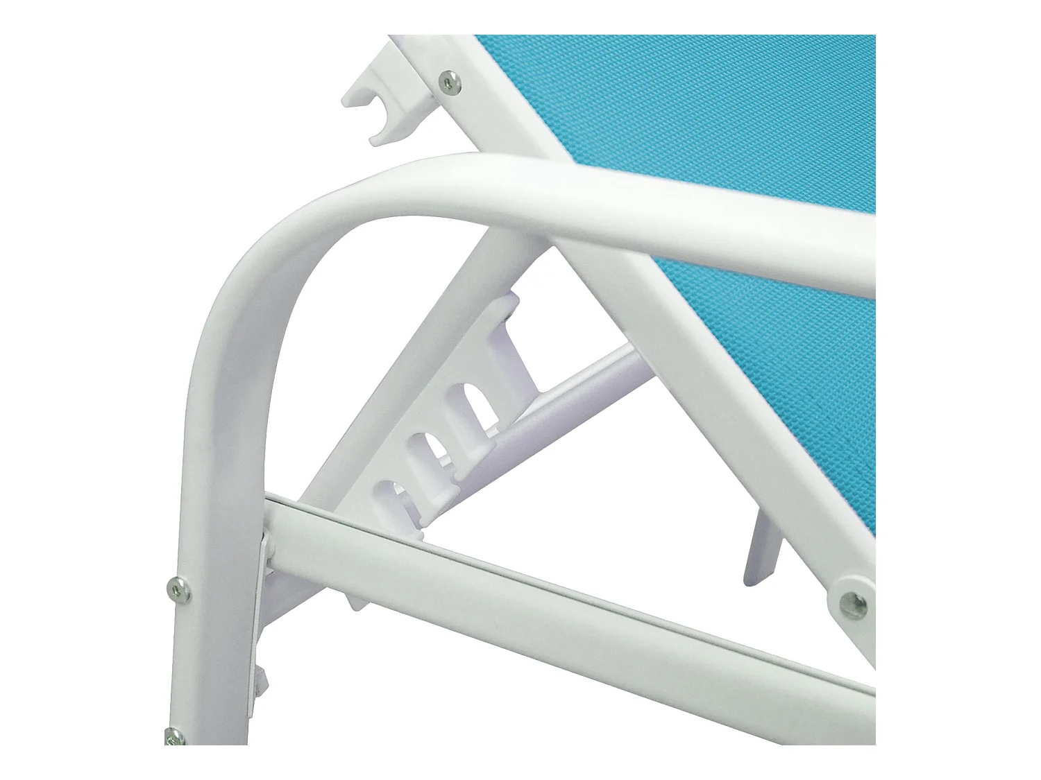 Lot de 2 bains de soleil SARDINIA en textilène bleu - structure blanche - HAPPY GARDEN