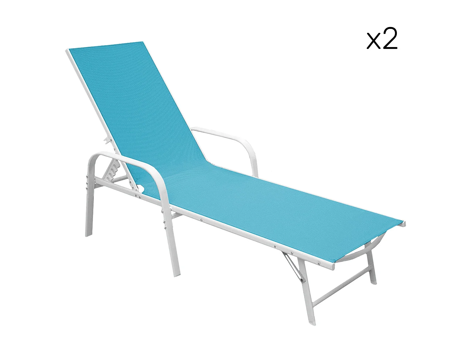 Set van 2 SARDINIA blauwe textilene ligbedden - witte structuur