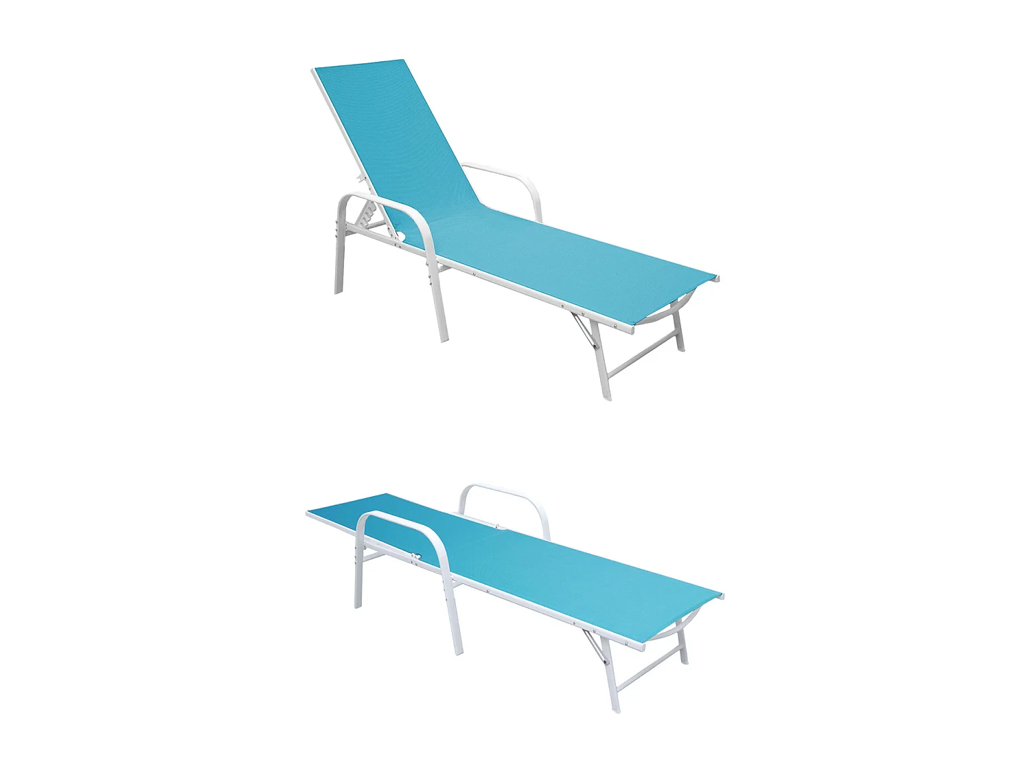 Set van 2 SARDINIA blauwe textilene ligbedden - witte structuur