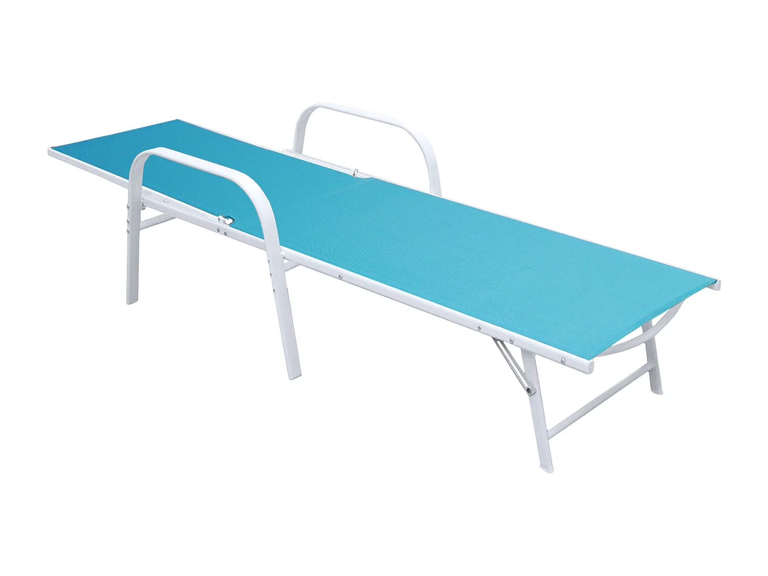 Lot de 2 bains de soleil SARDINIA en textilène bleu - structure blanche - HAPPY GARDEN