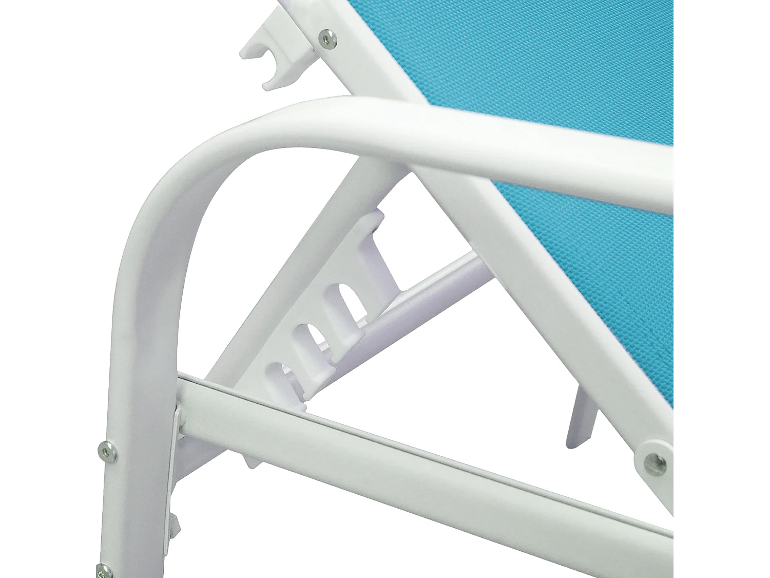 Lot de 2 bains de soleil SARDINIA en textilène bleu - structure blanche - HAPPY GARDEN