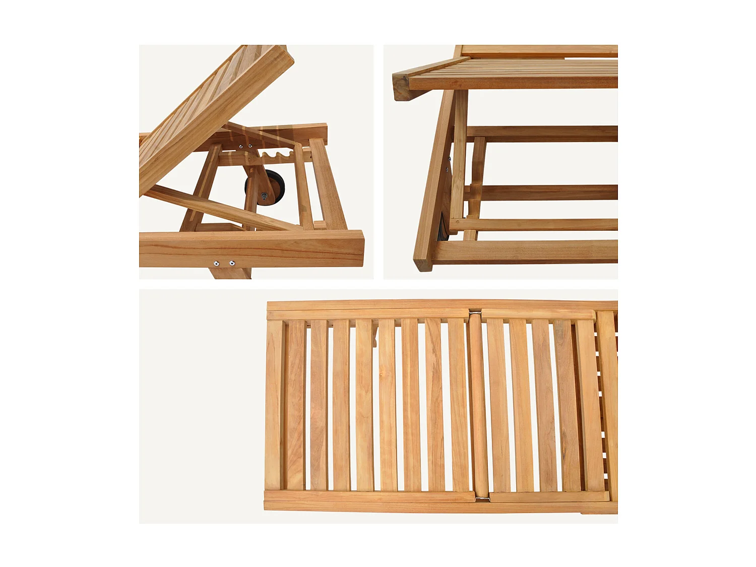 Opvouwbare teakhouten ligstoel LOMBOK