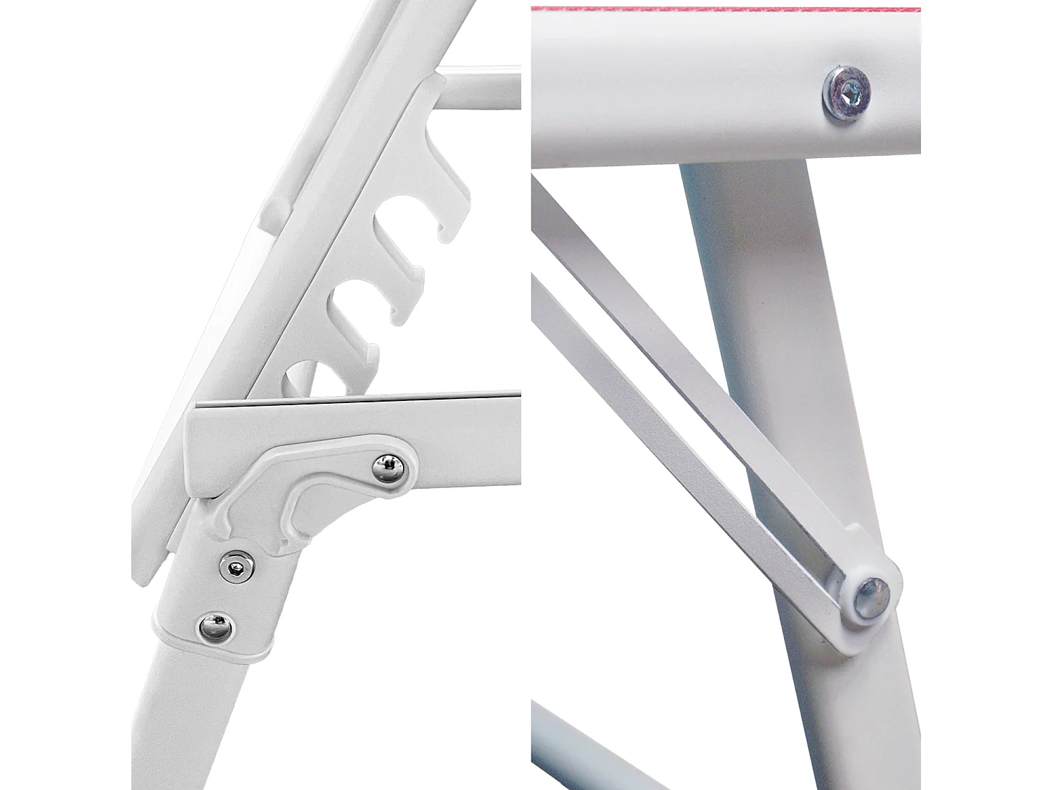 Lot de 2 bains de soleil pliants SICILIA en textilène rose - structure blanche - HAPPY GARDEN