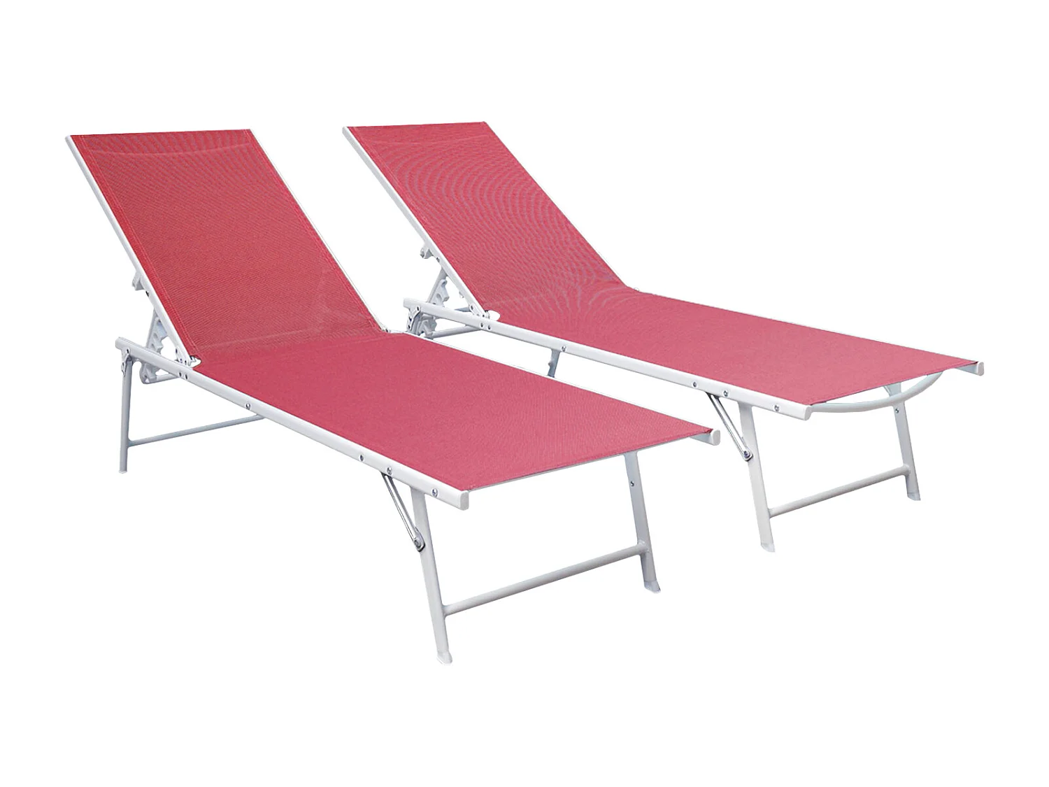 Set van 2 opvouwbare ligbedden SICILIA in roze textilene - witte structuur