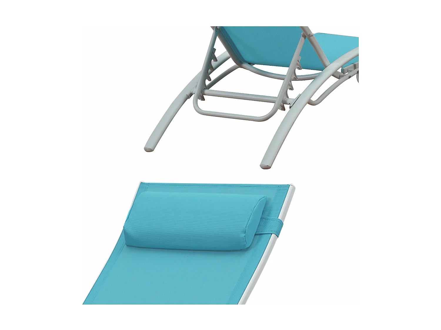 Lote de 2 tumbonas GALAPAGOS en textileno azul aluminio blanco