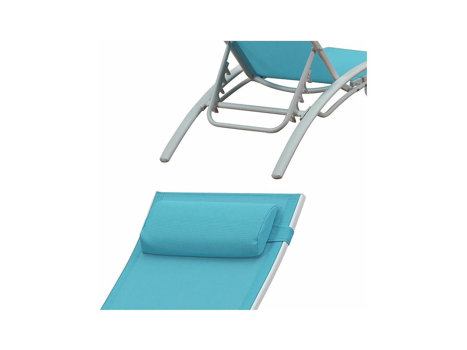 2er Set Liegestühle GALAPAGOS aus blauem Textilene - weißes Aluminium