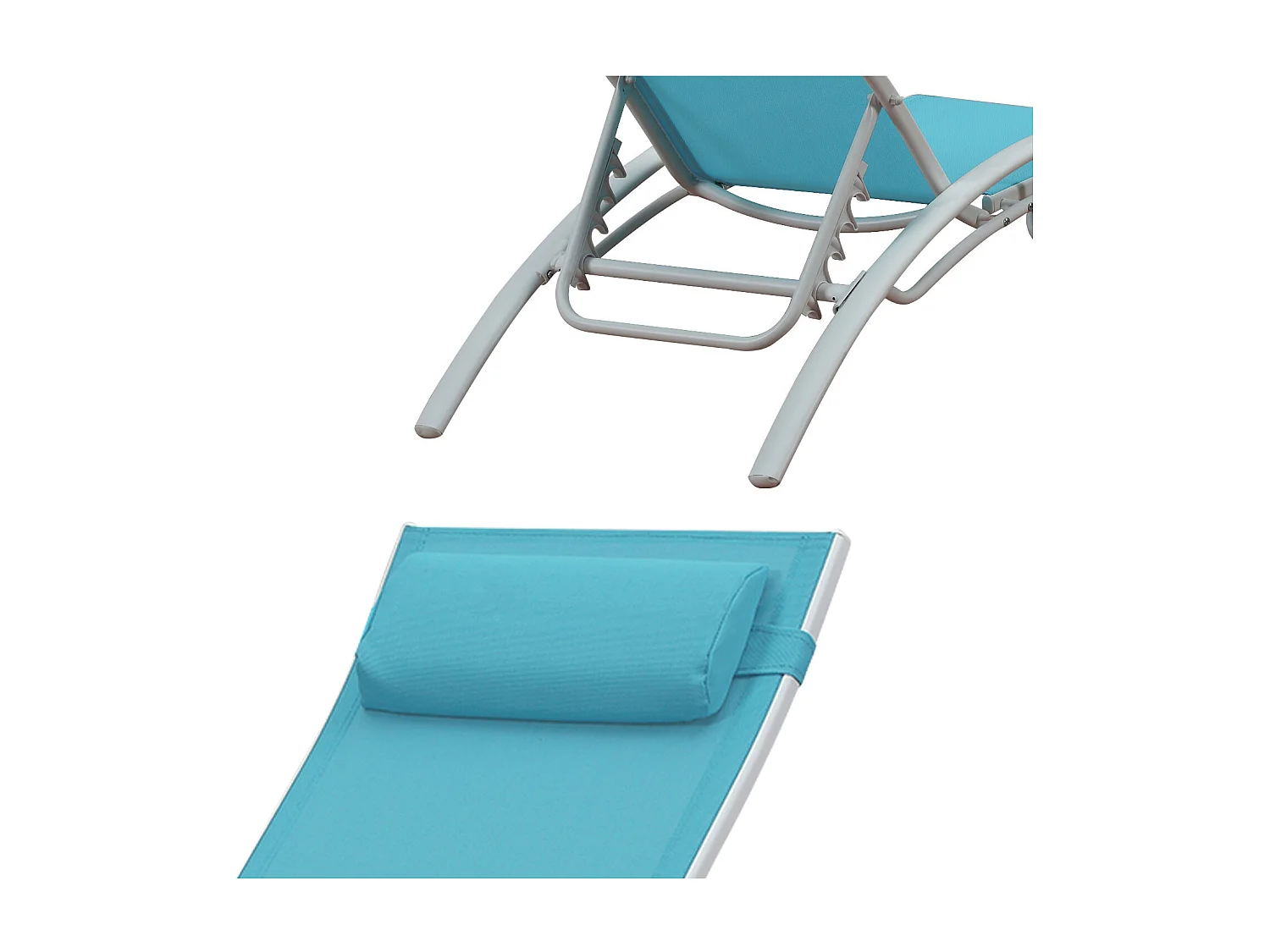 Set van 2 GALAPAGOS blauwe textilene ligstoelen - wit aluminium