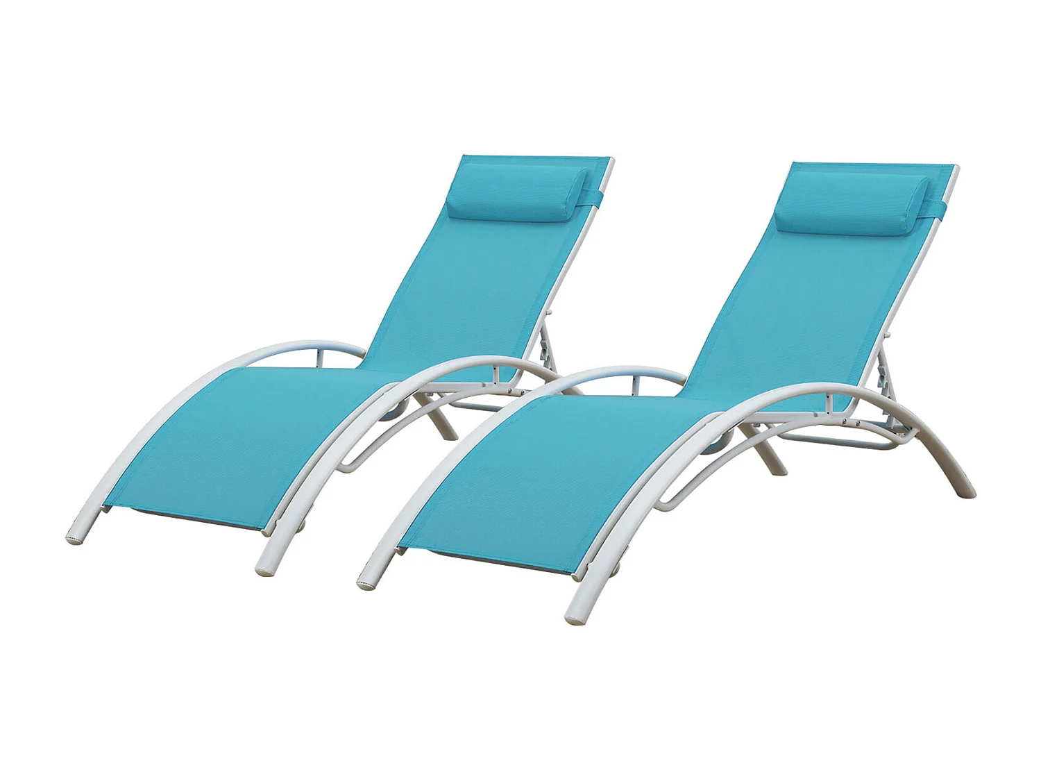 Set van 2 GALAPAGOS blauwe textilene ligstoelen - wit aluminium