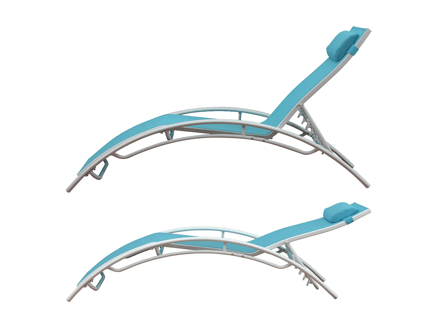 Lot de 2 tranat GALAPAGOS en textilène bleu - aluminium blanc - HAPPY GARDEN