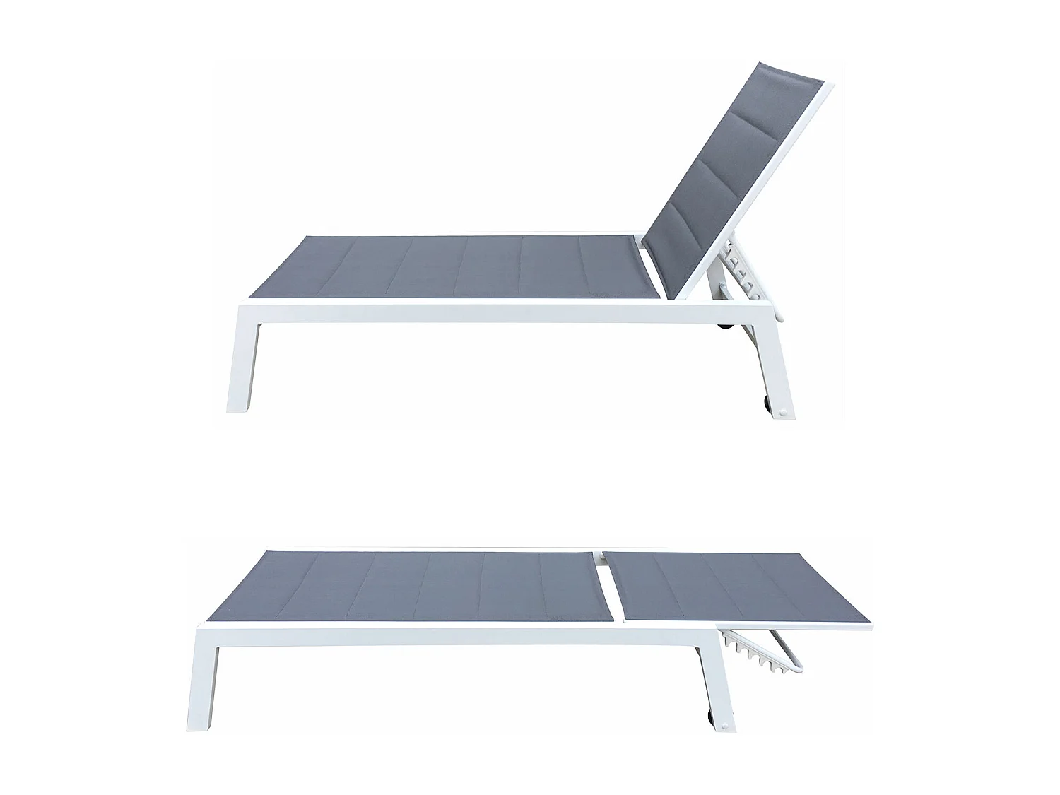 Lote de 2 tumbonas BARBADOS en textileno color gris aluminio blanco