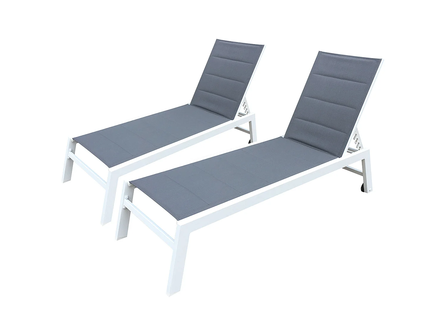 Set van 2 BARBADOS zonnebedden in grijs textilene - wit aluminium