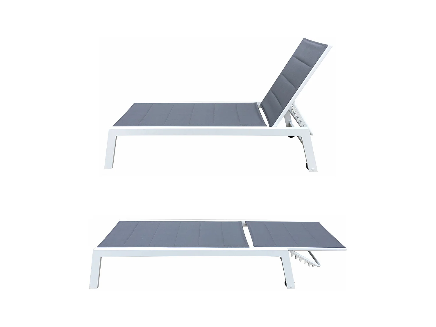 Set van 2 BARBADOS zonnebedden in grijs textilene - wit aluminium
