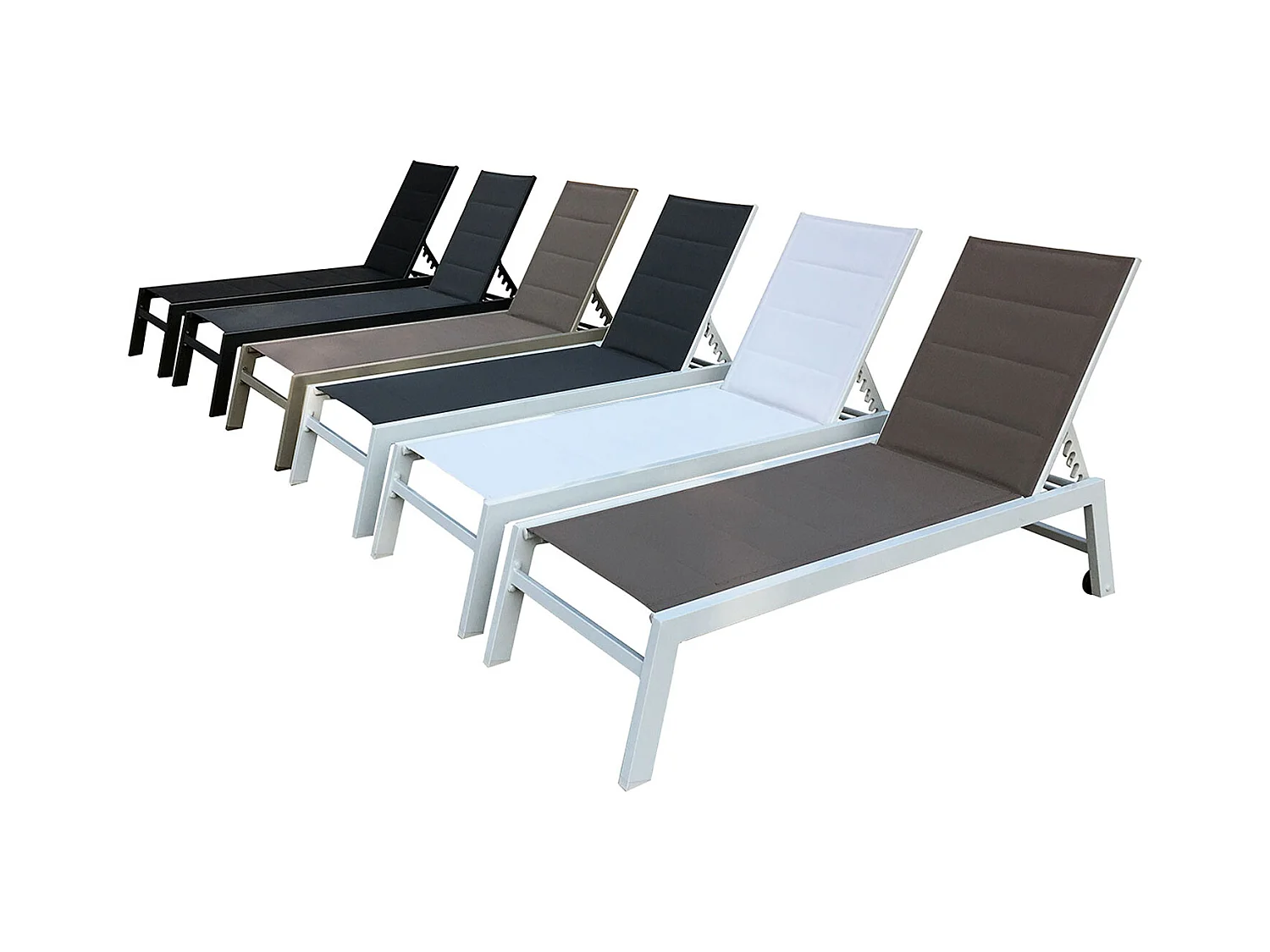 Set van 2 BARBADOS zonnebedden in grijs textilene - wit aluminium
