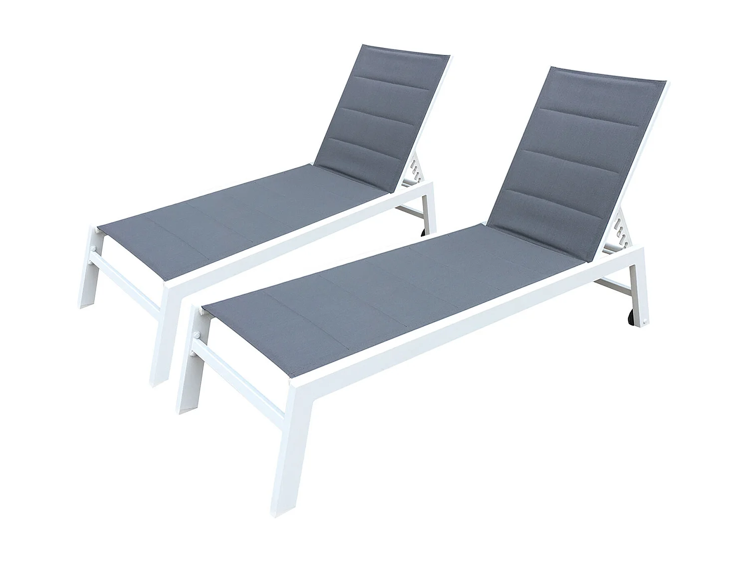 Pack de 2 tumbonas BARBADOS en textileno color gris aluminio blanco