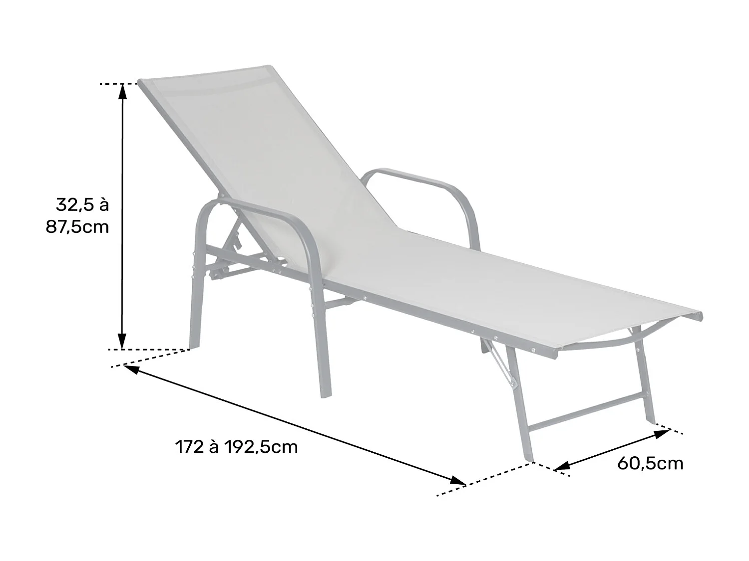 Set van 2 zonnebedden SARDINIA grijs textilene - structuur wit