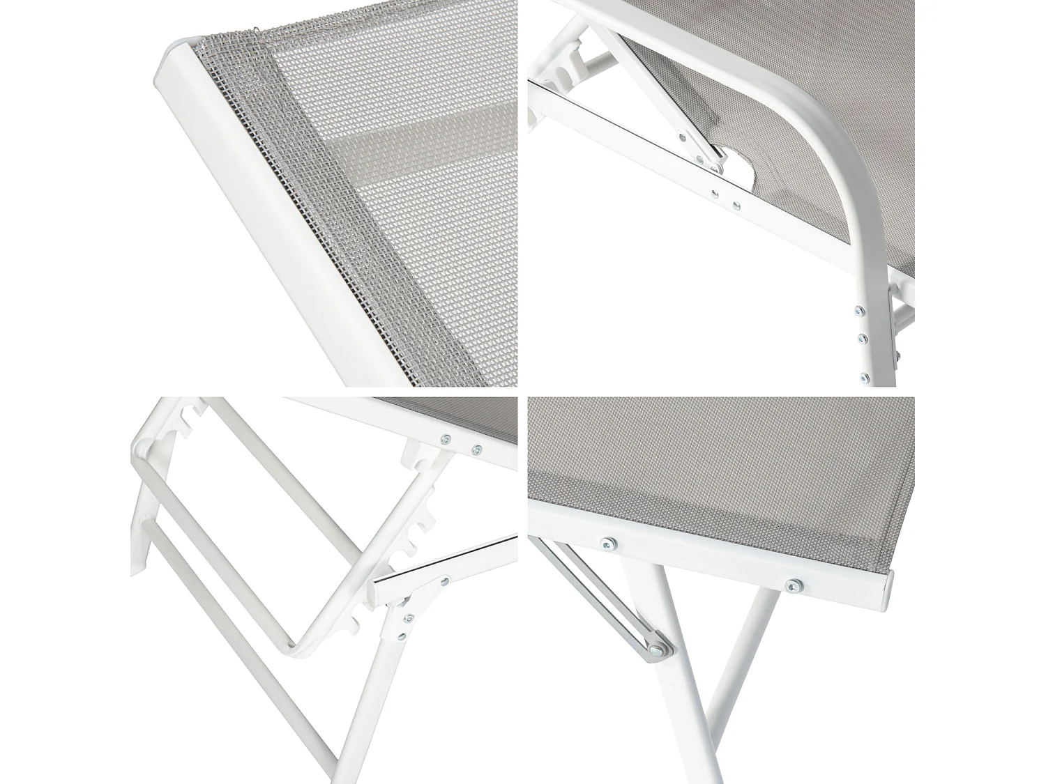 Lote de 2 tumbonas de textileno gris SARDINIA estructura blanca