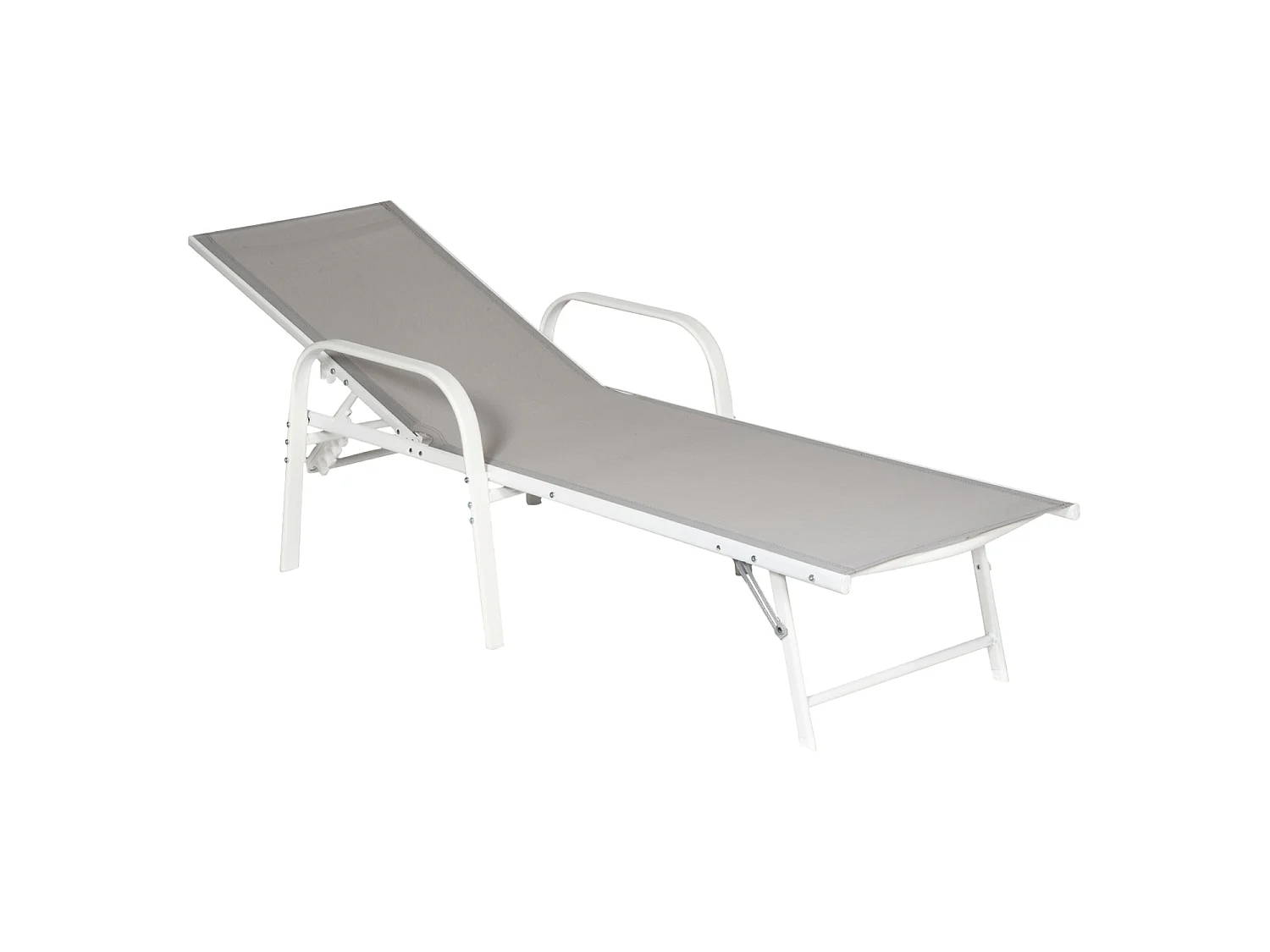 Lot de 2 bains de soleil SARDINIA en textilène gris - structure blanche - HAPPY GARDEN