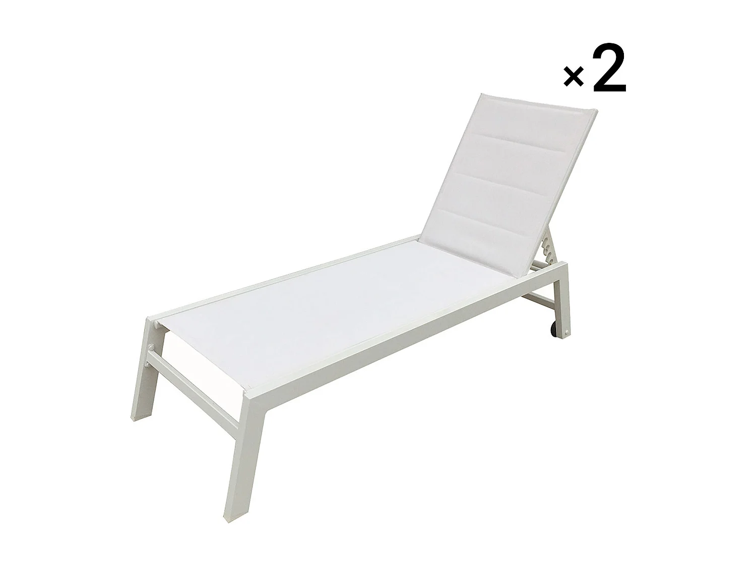 Set van 2 BARBADOS zonnebedden in wit textilene - wit aluminium