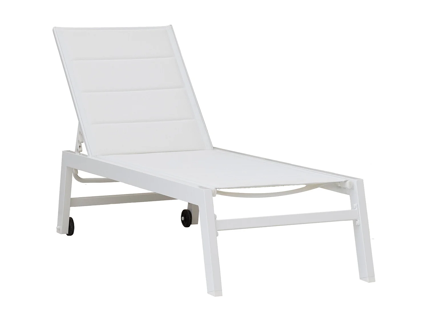 Lot de 2 bains de soleil BARBADOS en textilène blanc - aluminium blanc - HAPPY GARDEN