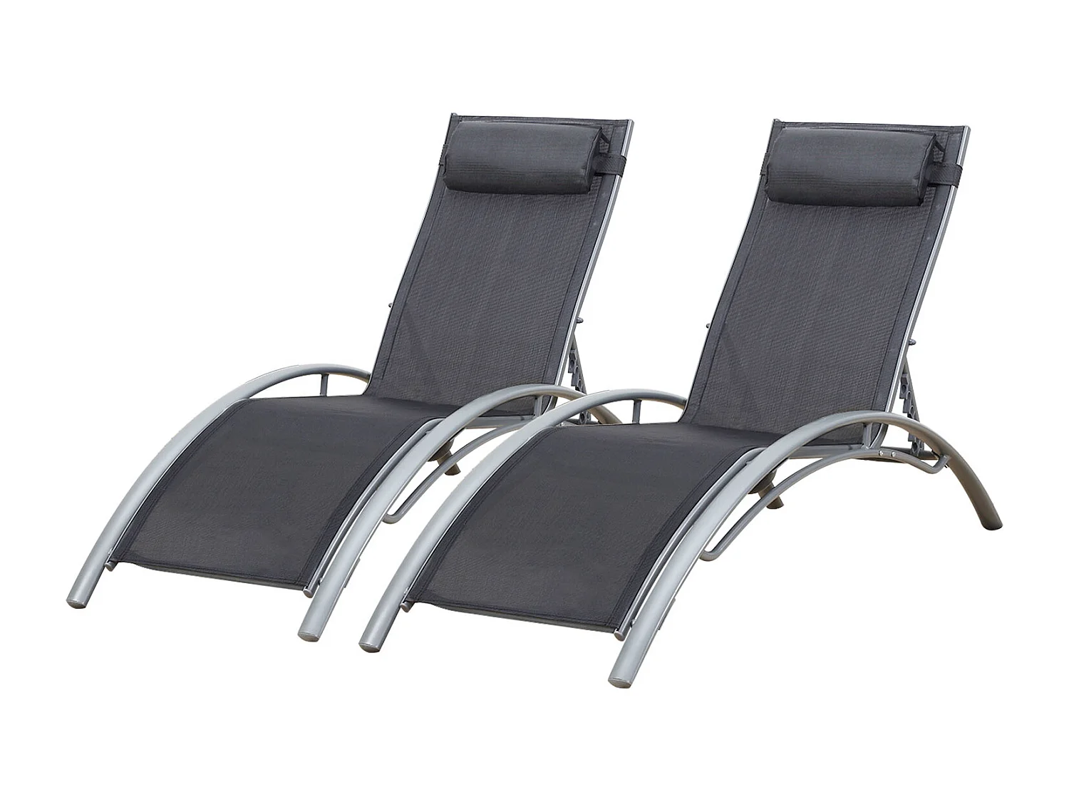 Set van 2 GALAPAGOS ligstoelen in grijs textilene - grijs aluminium