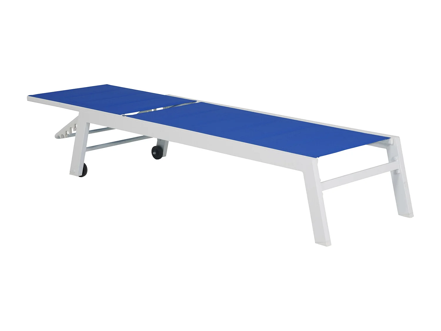 Set bain de soleil et table d'appoint BARBADOS en textilène bleu - aluminium blanc - HAPPY GARDEN