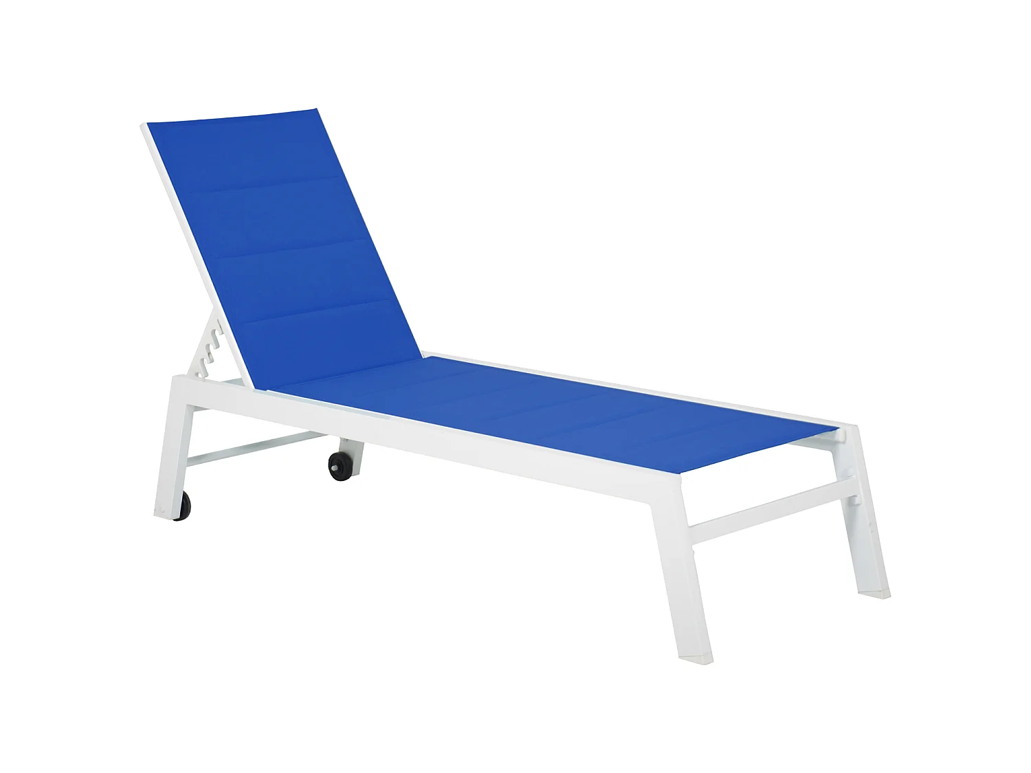 Set bain de soleil et table d'appoint BARBADOS en textilène bleu - aluminium blanc - HAPPY GARDEN