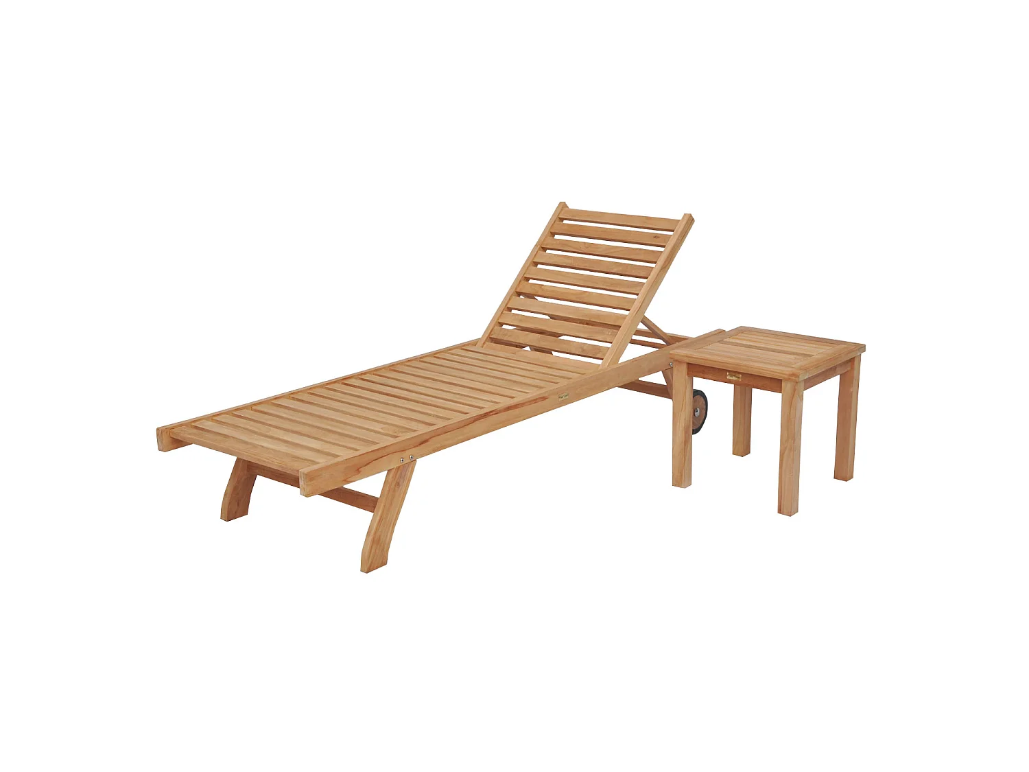 Ensemble bain de soleil droit en teck avec table d'appoint JAVA - HAPPY GARDEN