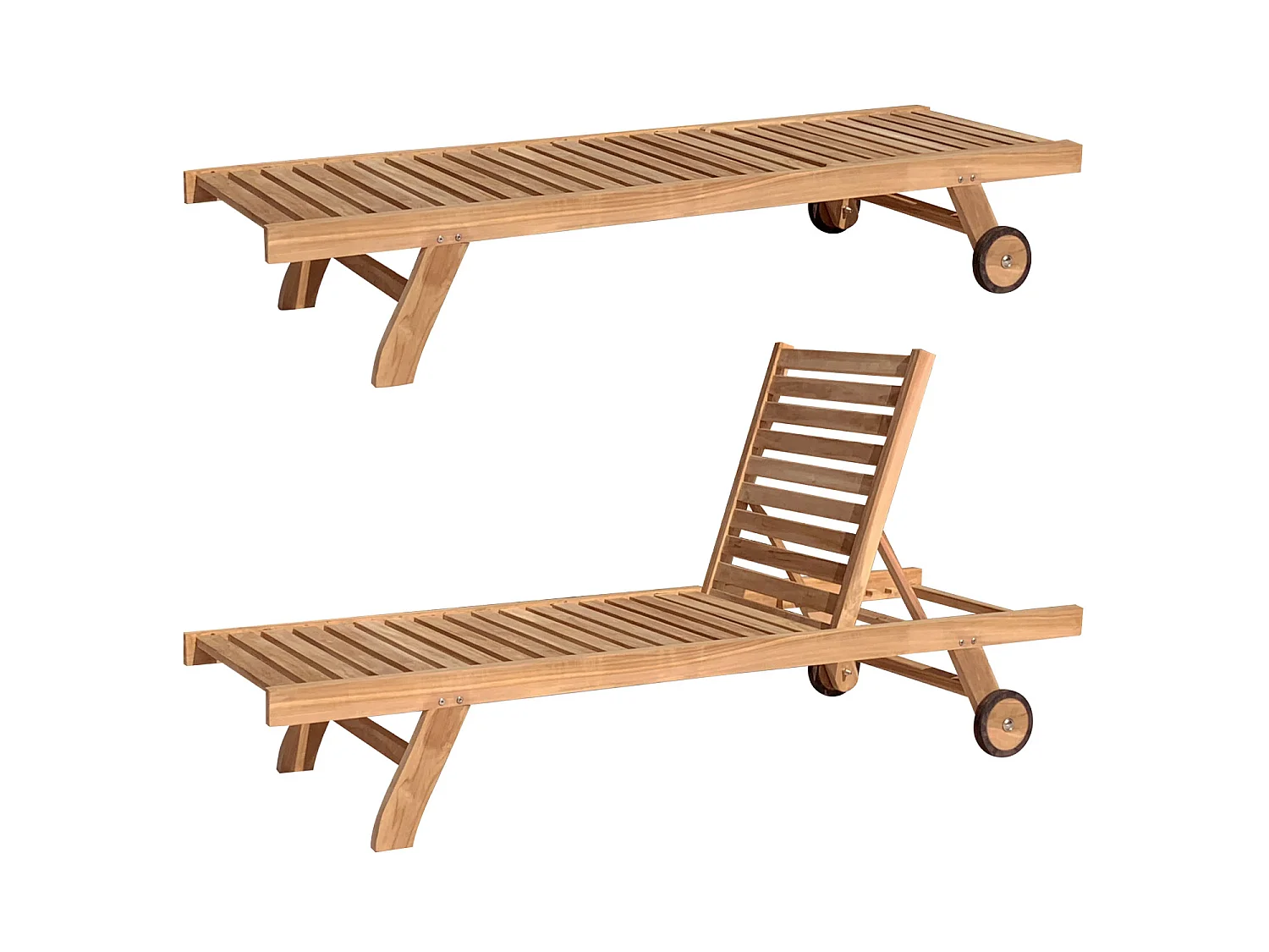 Ensemble bain de soleil droit en teck avec table d'appoint JAVA - HAPPY GARDEN