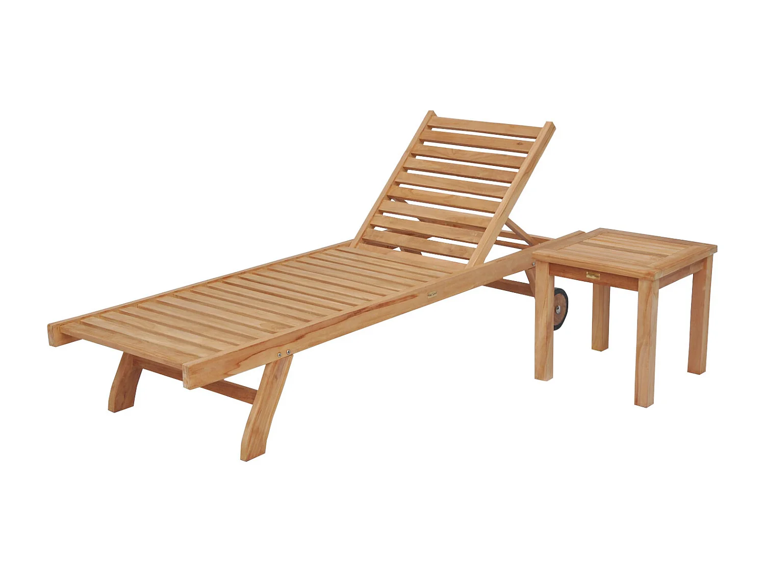 Ensemble bain de soleil droit en teck avec table d'appoint JAVA - HAPPY GARDEN