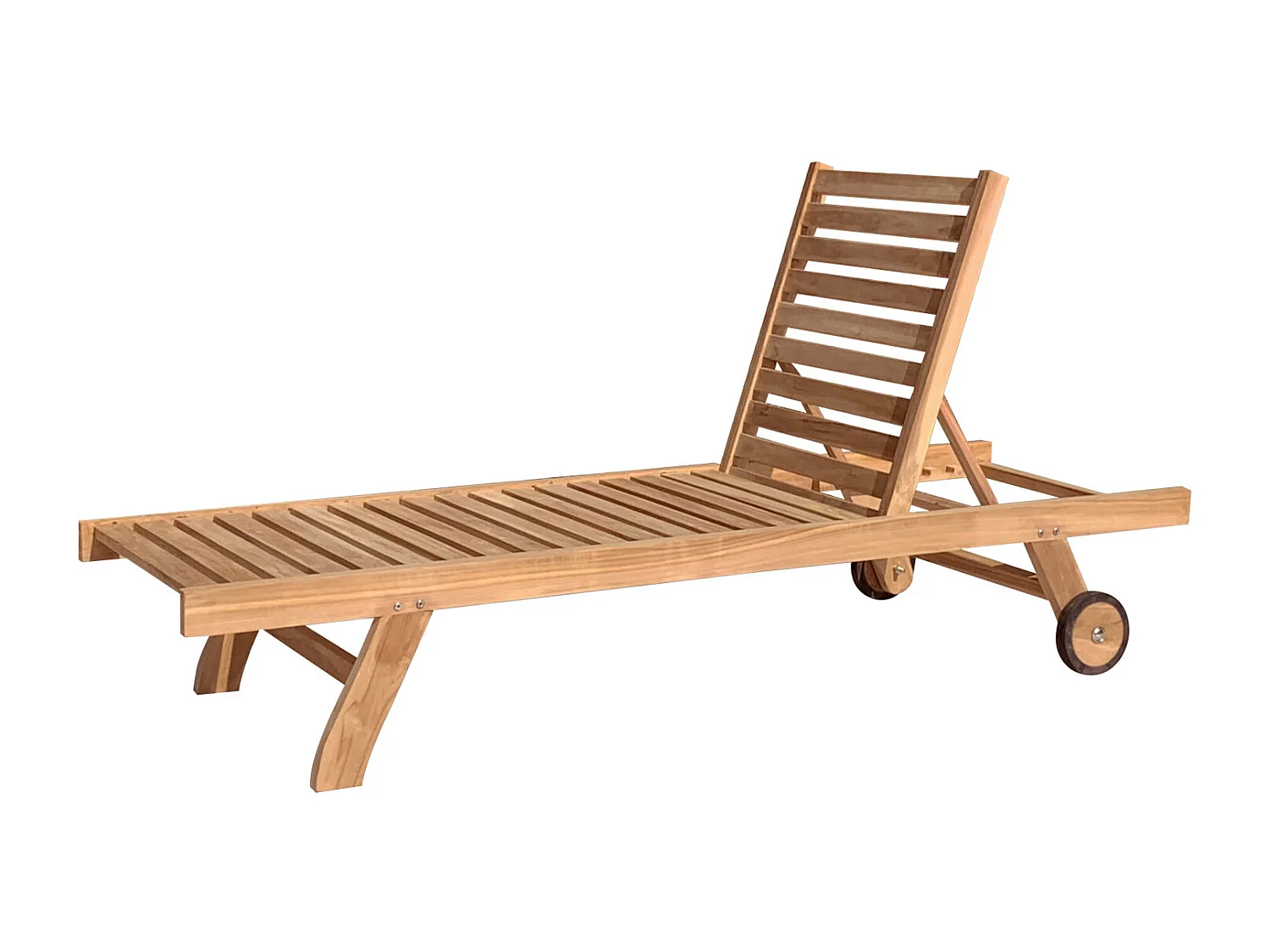 Ensemble bain de soleil droit en teck avec table d'appoint JAVA - HAPPY GARDEN