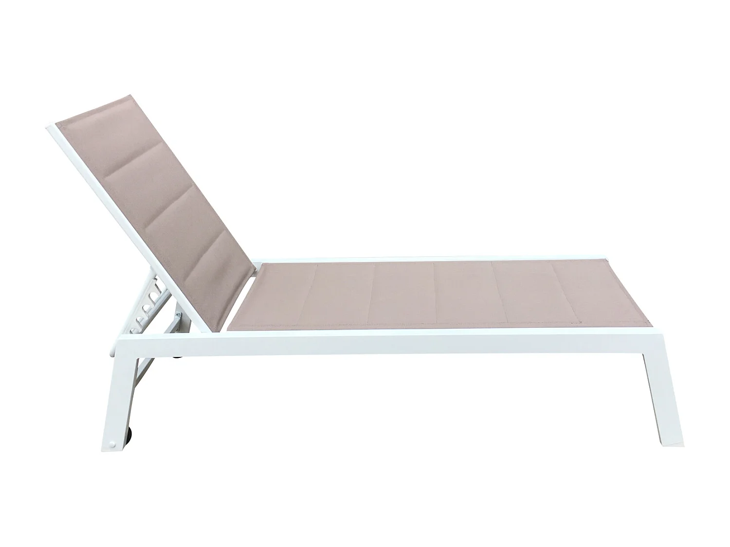 Bain de soleil BARBADOS en textilène taupe - aluminium blanc - HAPPY GARDEN