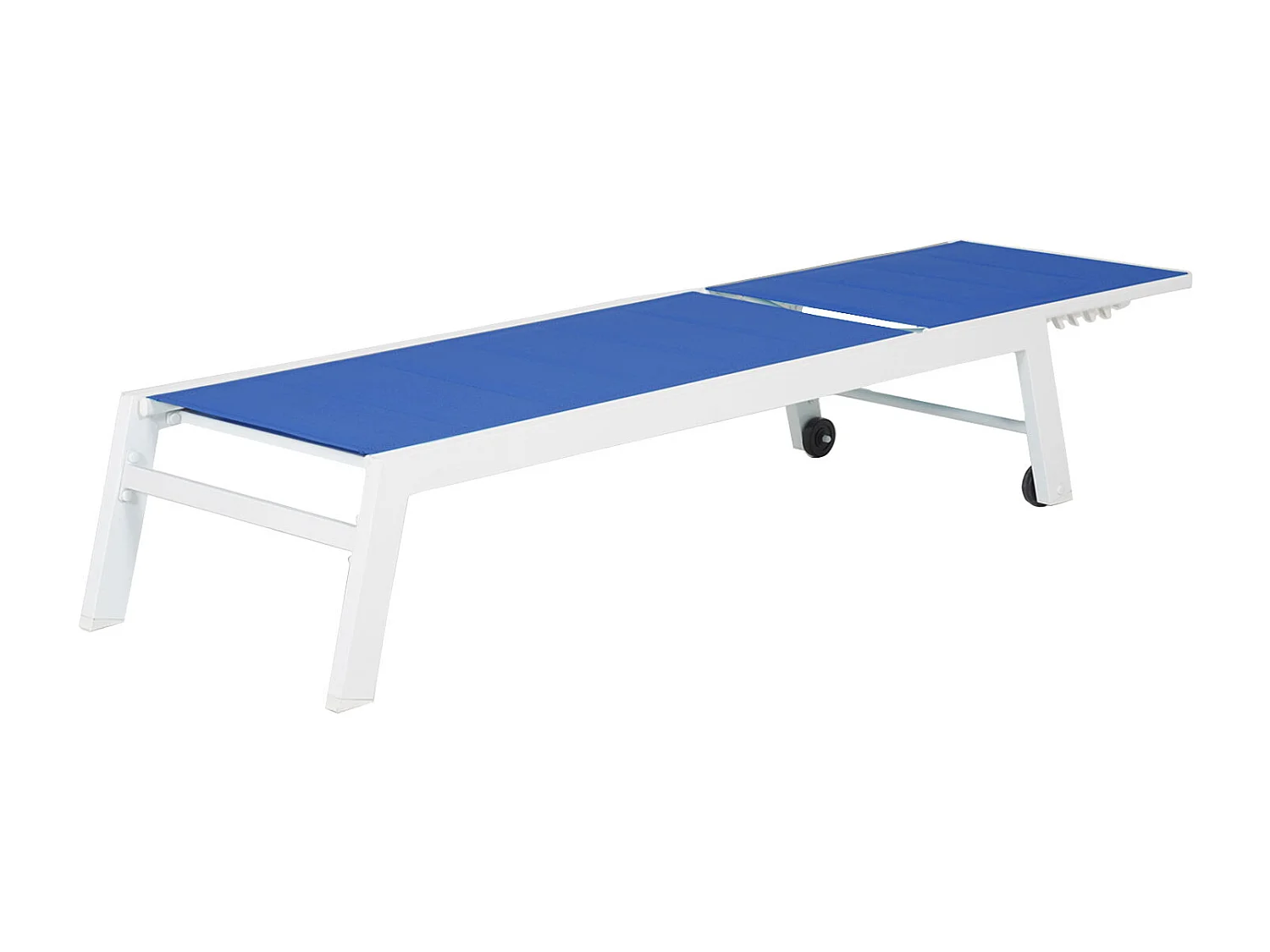 Sonnenliege BARBADOS aus blauem Textilene - weißes Aluminium