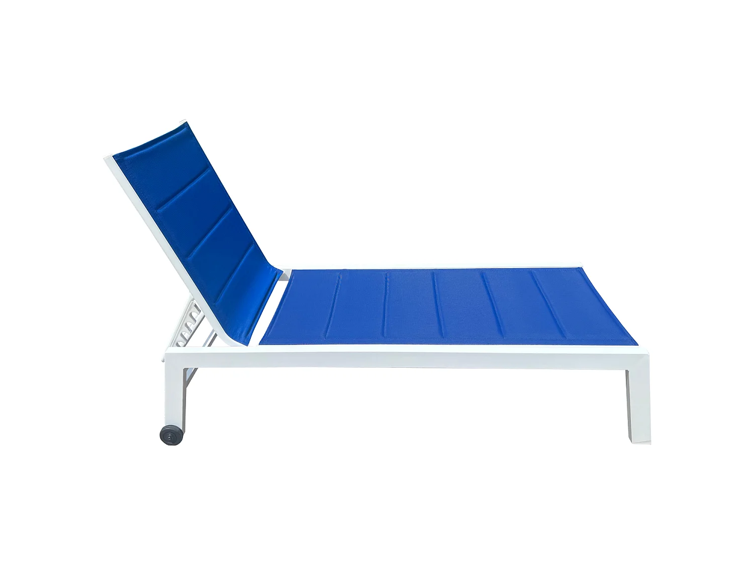 Bain de soleil BARBADOS en textilène bleu - aluminium blanc - HAPPY GARDEN