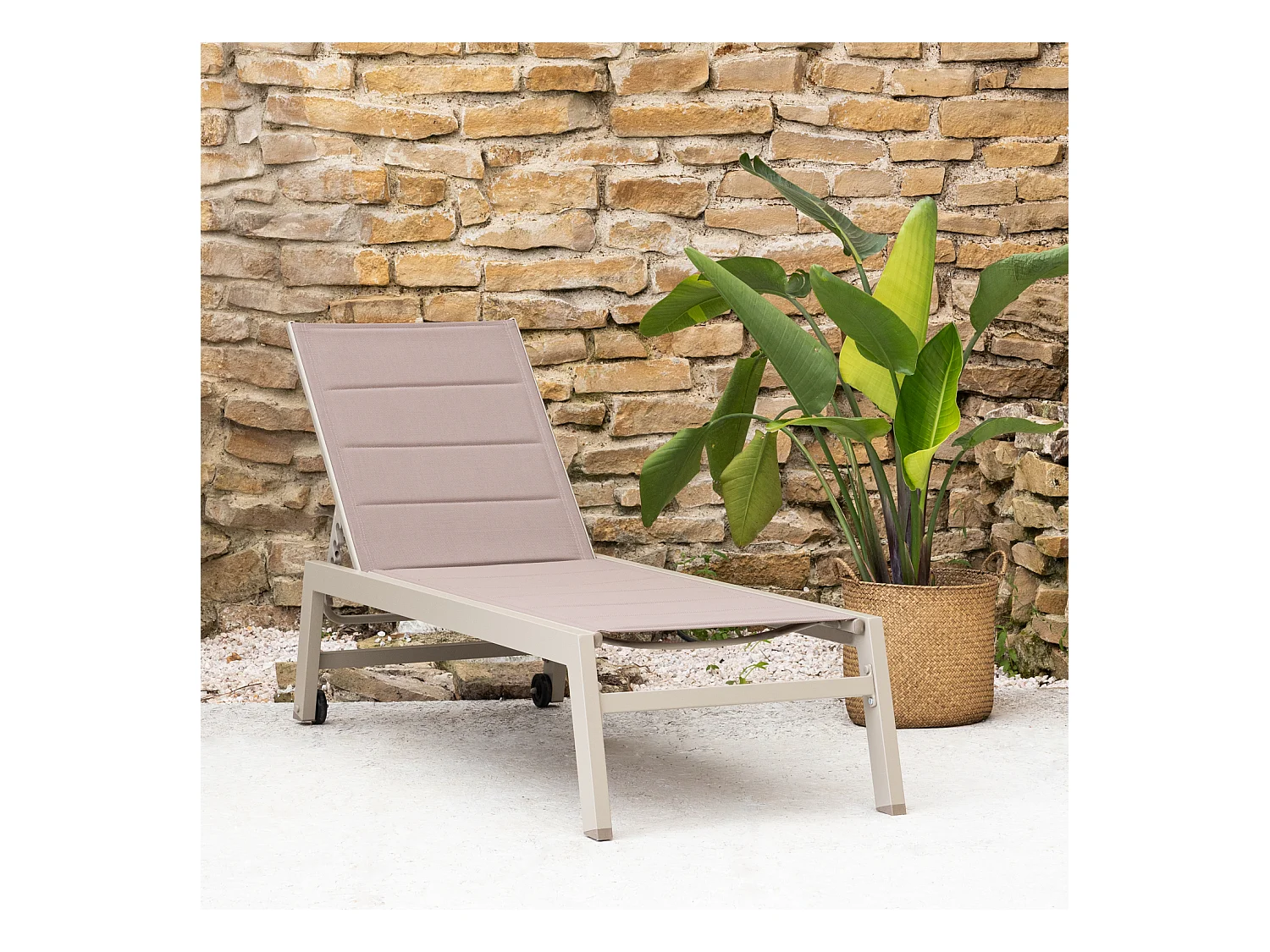 BARBADOS ligstoel in taupe textilene - taupe aluminium