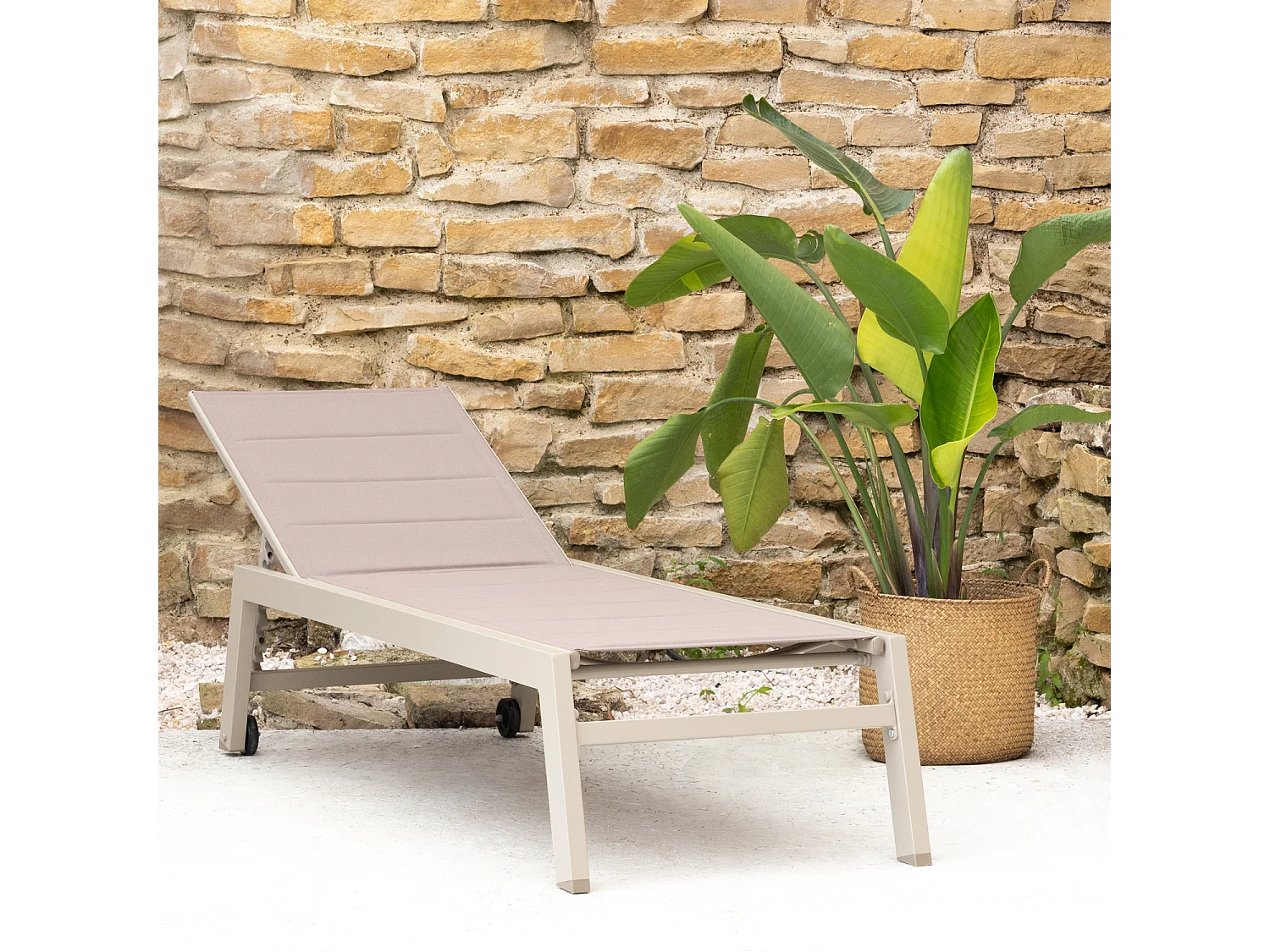 BARBADOS ligstoel in taupe textilene - taupe aluminium