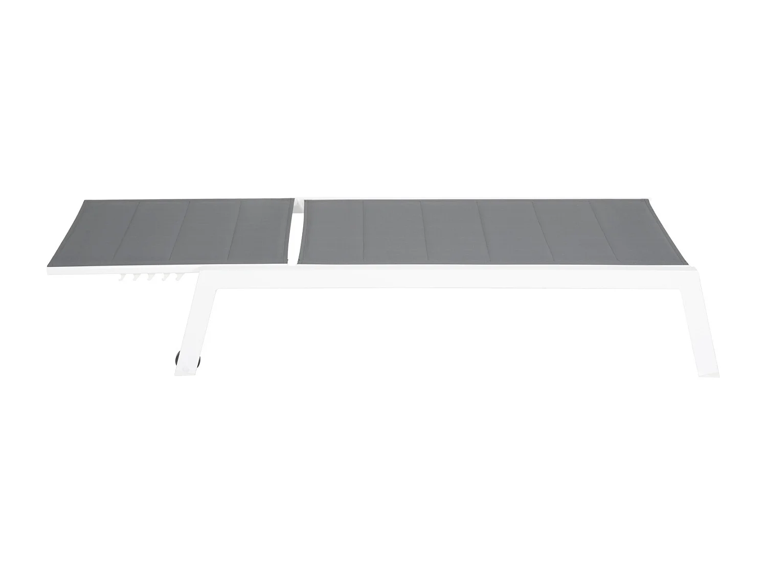 Set bain de soleil et table d'appoint BARBADOS en textilène gris - aluminium blanc - HAPPY GARDEN