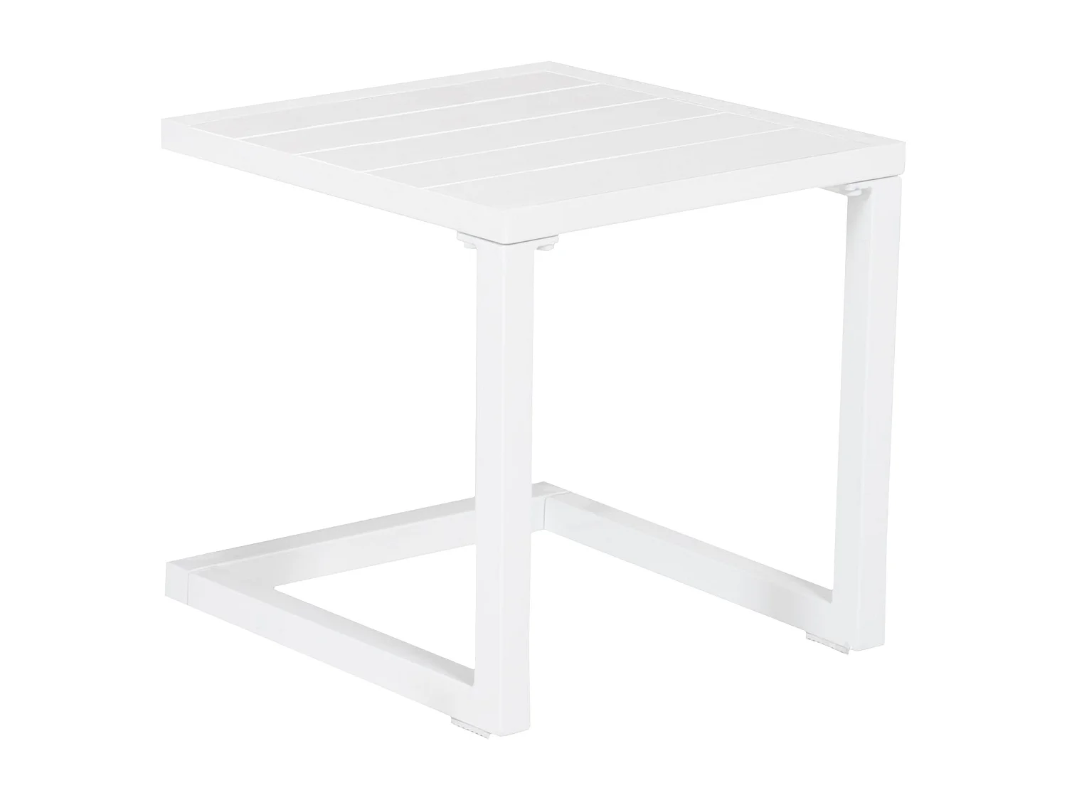 Set bain de soleil et table d'appoint BARBADOS en textilène gris - aluminium blanc - HAPPY GARDEN
