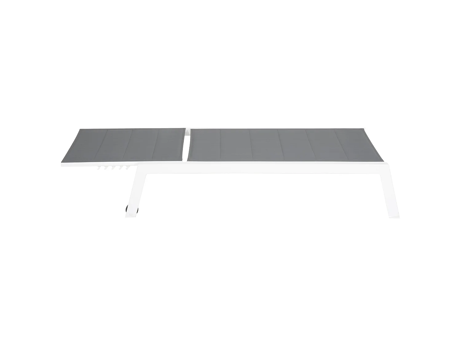 BARBADOS ligstoel en bijzettafel in grijs textilene - wit aluminium