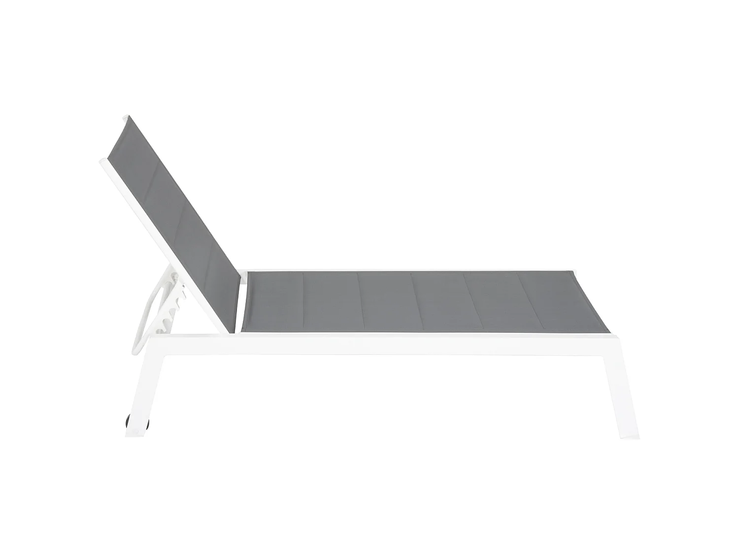 BARBADOS ligstoel en bijzettafel in grijs textilene - wit aluminium