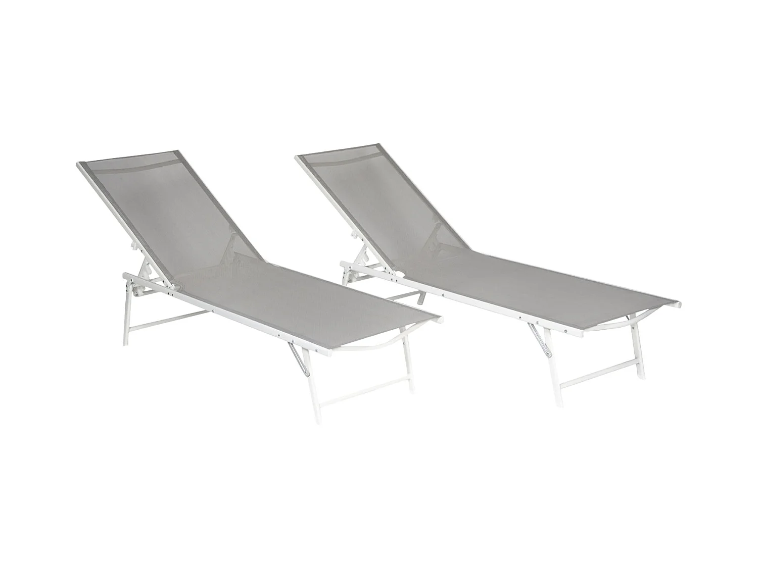 Set van 2 opvouwbare ligbedden SICILIA in grijs textilene - witte structuur