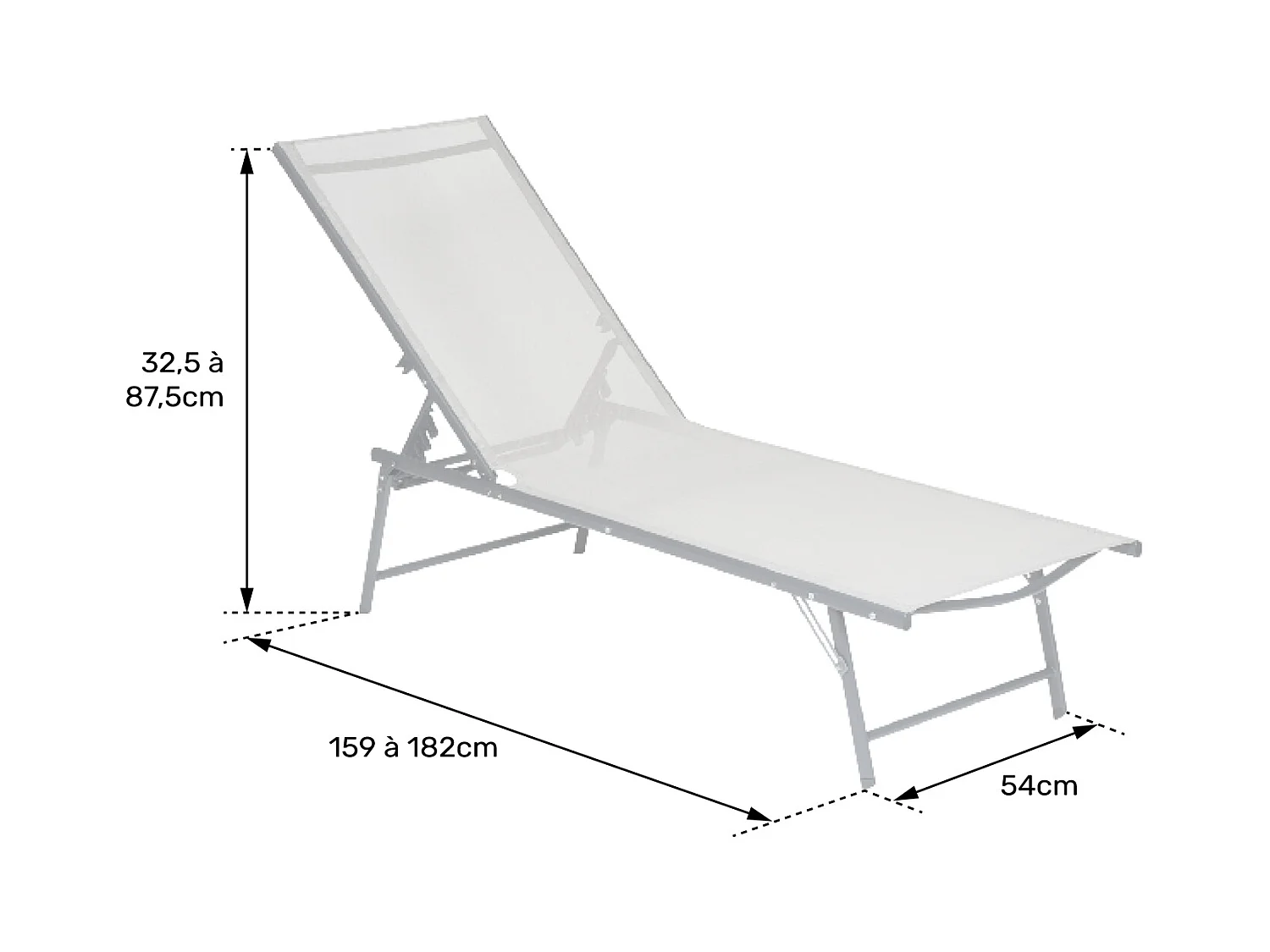 Set van 2 opvouwbare ligbedden SICILIA in grijs textilene - witte structuur
