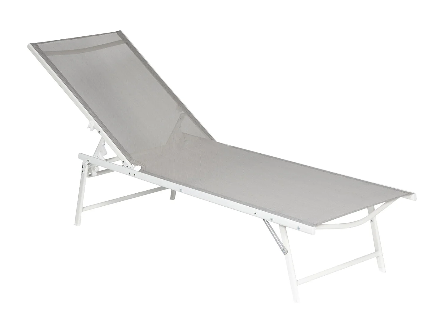 Lot de 2 bains de soleil pliants SICILIA en textilène gris - structure blanche - HAPPY GARDEN